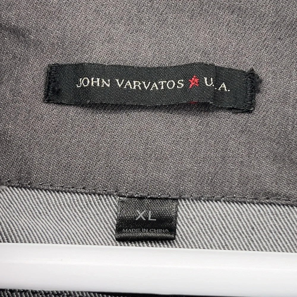 John Varvatos Jacket Mens XL Gray Denim Biker Full Zip Pockets Trucker Stretch - Picture 2 of 12